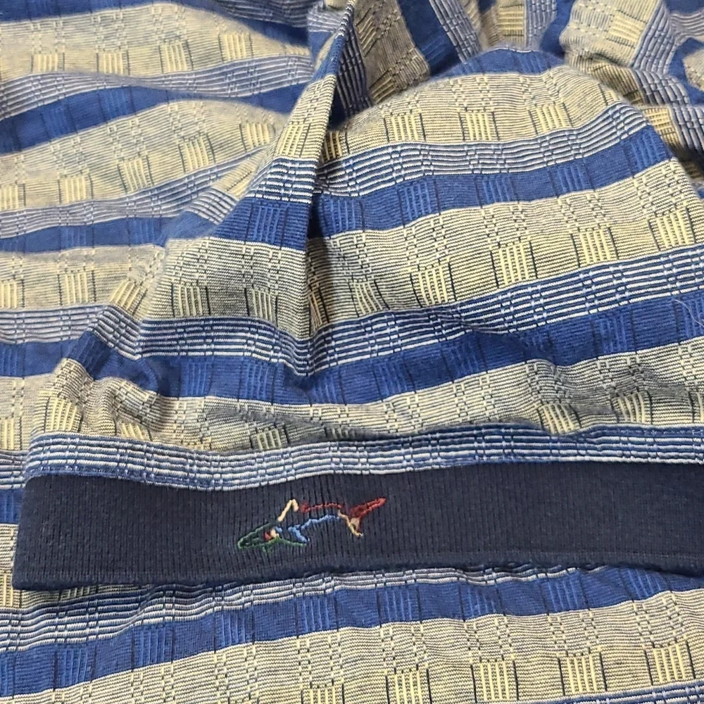 Greg Norman Collection Mercerized Cotton Striped Shark Logo Golf Polo Shirt XL - Picture 5 of 5